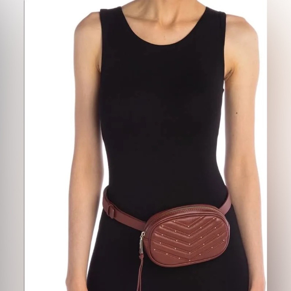 Rebecca Minkoff Studded Leather Belt Bag in brown leather M